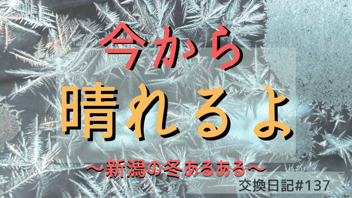 今から晴れるよ 新潟の冬の天気 137 アット新潟交換日記新潟大学しおりん アイル